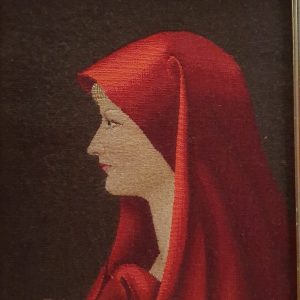 couture Aubusson ( Profile portrait femme voile rouge)