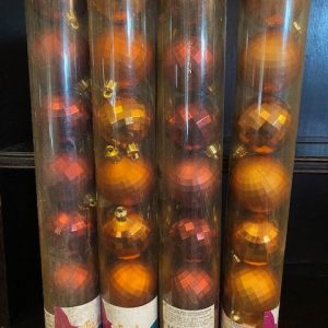 28 Boules de Noël décor géométrique, ton cuivré