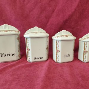 4 Pots porcelaine - France - Apilco - Farine - Café -Thé - Sucre)