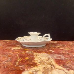 Bougeoir à décor guirlande de fleurs, H5 x D14