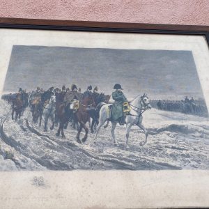 Gravure rehaussé de Napoléon la campagne de Russie, burin original aquarelle à la main, signé A Bessé, Meissonier 1864