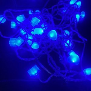 Guirlande lumineuse bleu à cœurs et carré, longueur 3m70