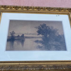Lithographie champetre sous verre, signé G.Cholet