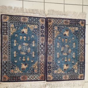 Paire de tapis decente de lit bleu - Chinois - machine