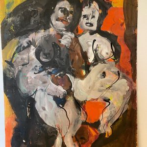 Peinture 2 personages nue, signé Damiano