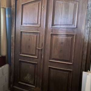 Porte entrée double demi cintre, bois chêne, H227 x L150