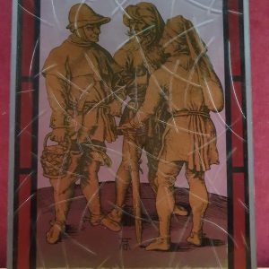 Tableau Vitraille (3 hommes du moyenne age feronniers)